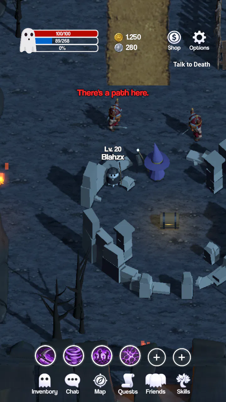 Vikings chatting by torchlight in the cemetery while the ghost sneaks past