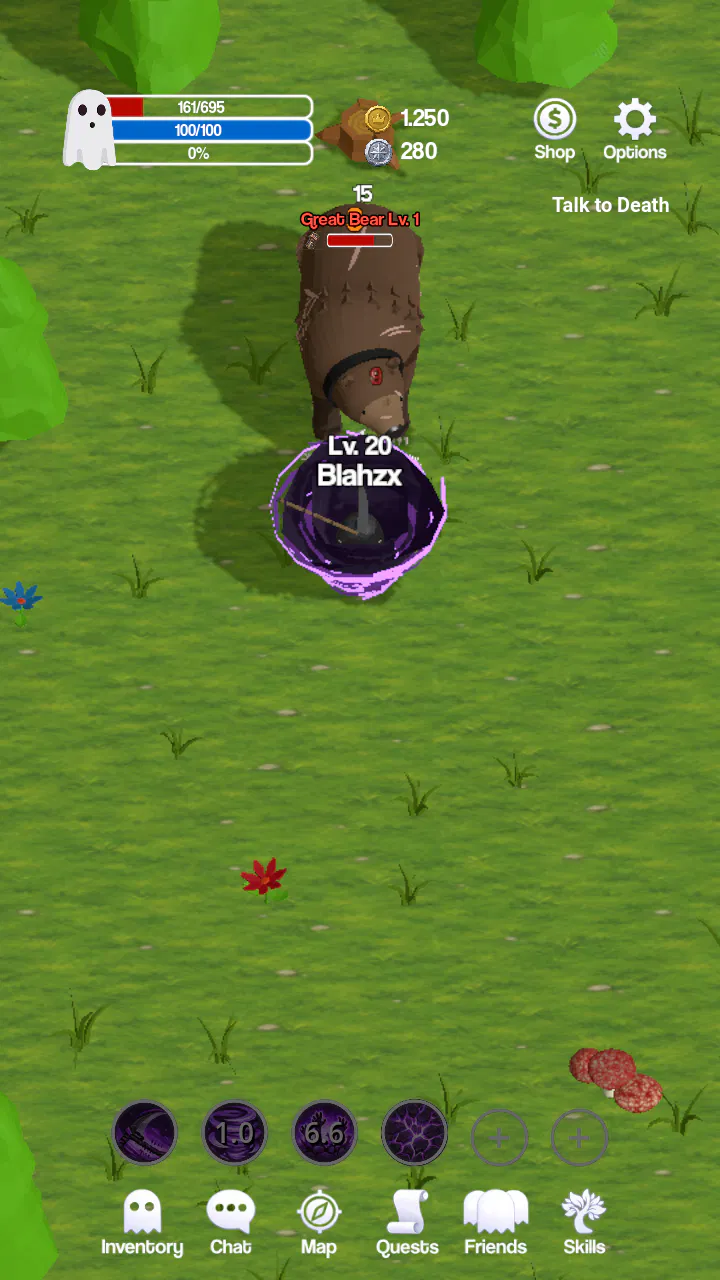 The ghost casts Grave Grasp on a Great Bear in Whisper Woods